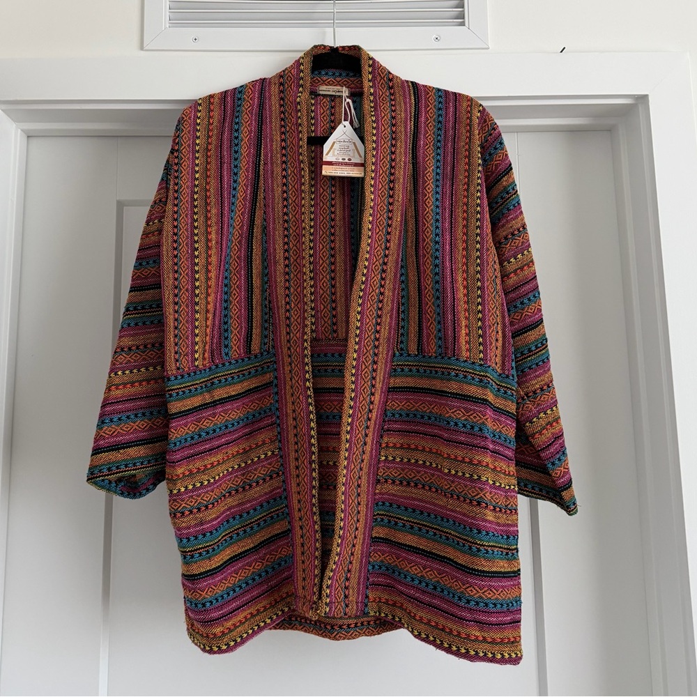 Missoni-Style Boho Woven Jacket | Multicolor Ethnic Pattern | Handmade in Thai